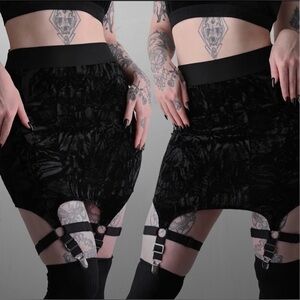RARE / SOLD OUT Killstar Cassandra Velvet Garter Skirt - Black - NWT